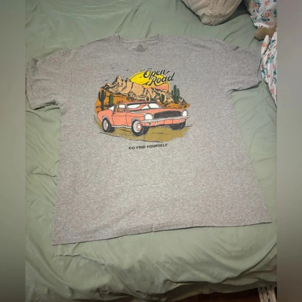 Men's T Shirt Hit The Open Road And Find Yourself Tee Grey Heather XL